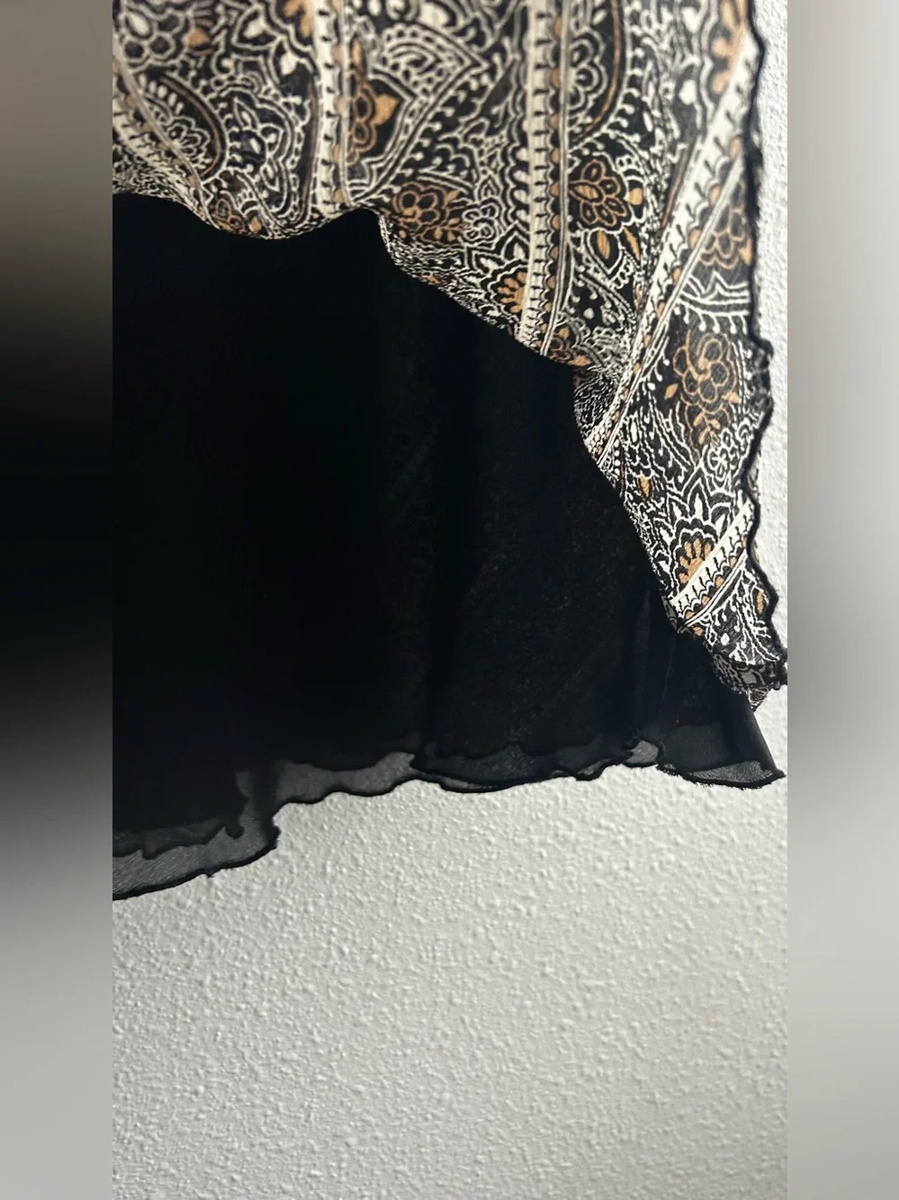 Ann Taylor Black and Cream Diagonal Paisley Skirt